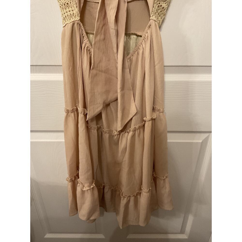 Unbranded Free People Styled Cream Lace Tiered Boho Babydoll Dress Cottagecore,S - Picture 6 of 7